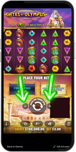 Setting the bet amount in Gates of Olympus